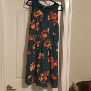 Sun dress floral teal